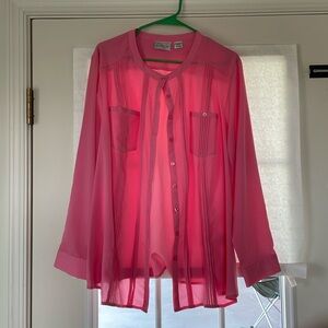 Pink/salmon  long sleeve button up dressy shirt